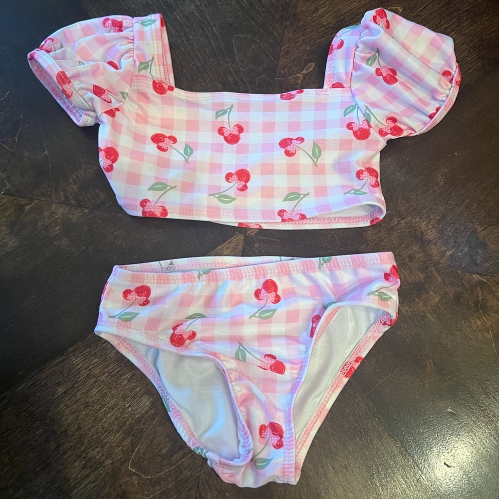 Disney Minnie Mouse 2pc Pink Gingham Bikini Bathing Suit